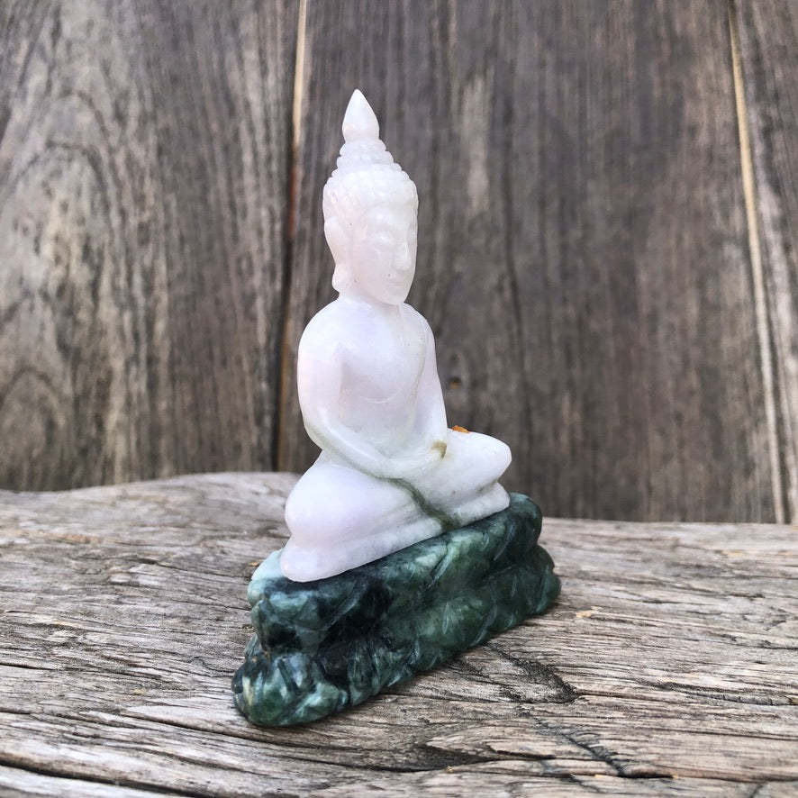 Seated Buddha Figurine In Green Jade - Trendivine