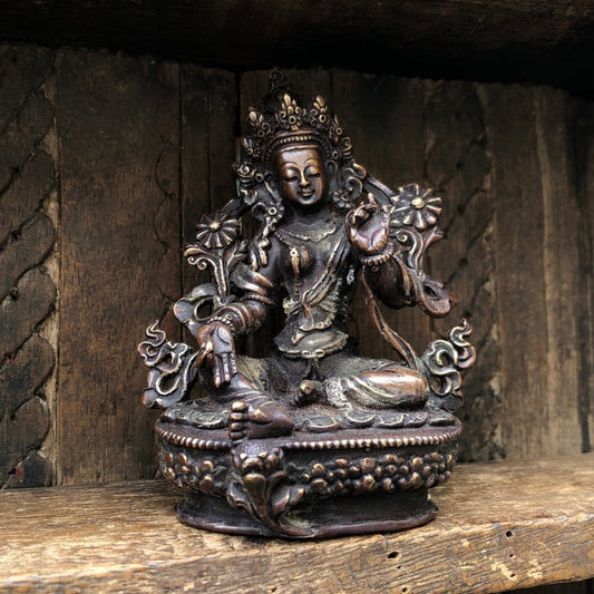 Green Tara In Copper