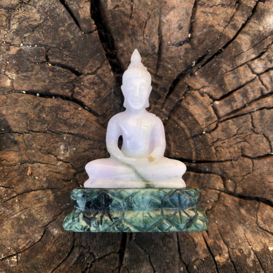 Seated Buddha Figurine In Green Jade - Trendivine