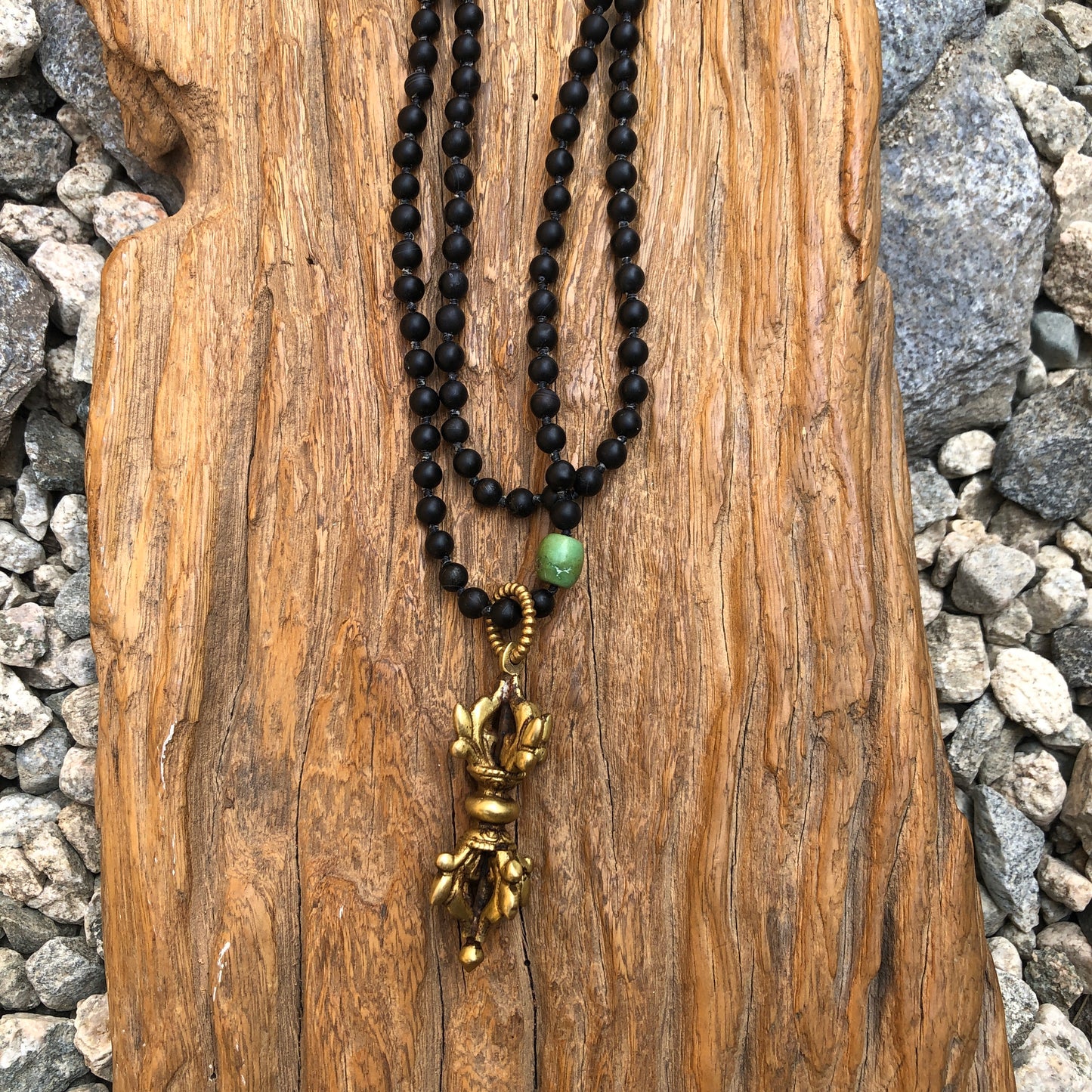 Black Onyx Thunderbolt Amulet Necklace