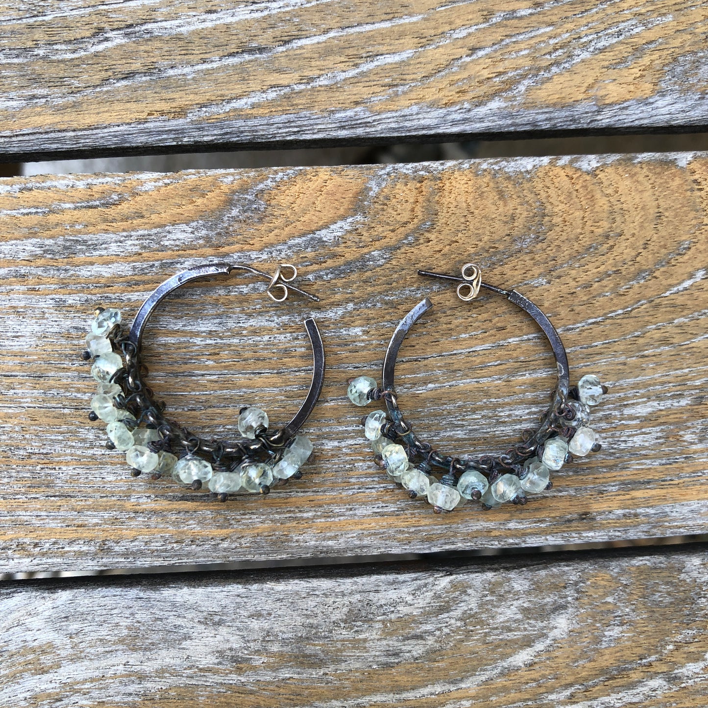 Aquamarine Silver Hoops