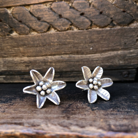Hilltribe Silver Flower Bud Stud Earrings