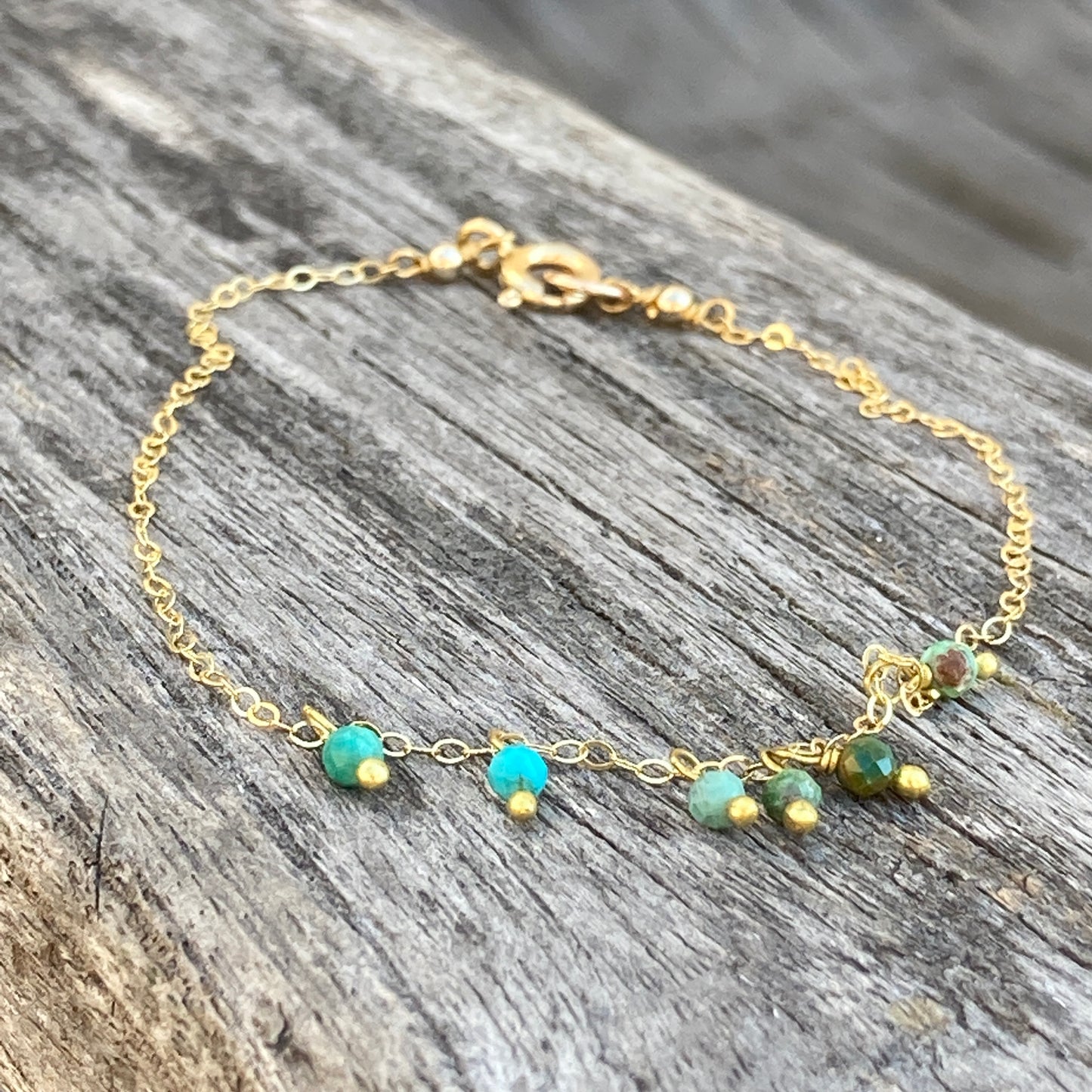 Turquoise Beads Gold Fill Bracelet