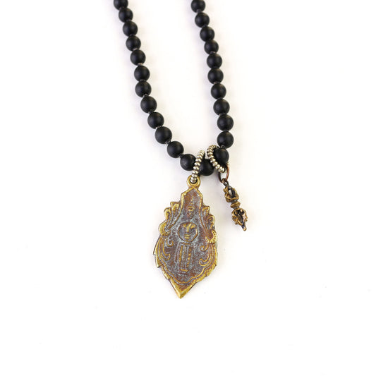 Black onyx amulet buddha pendant necklace