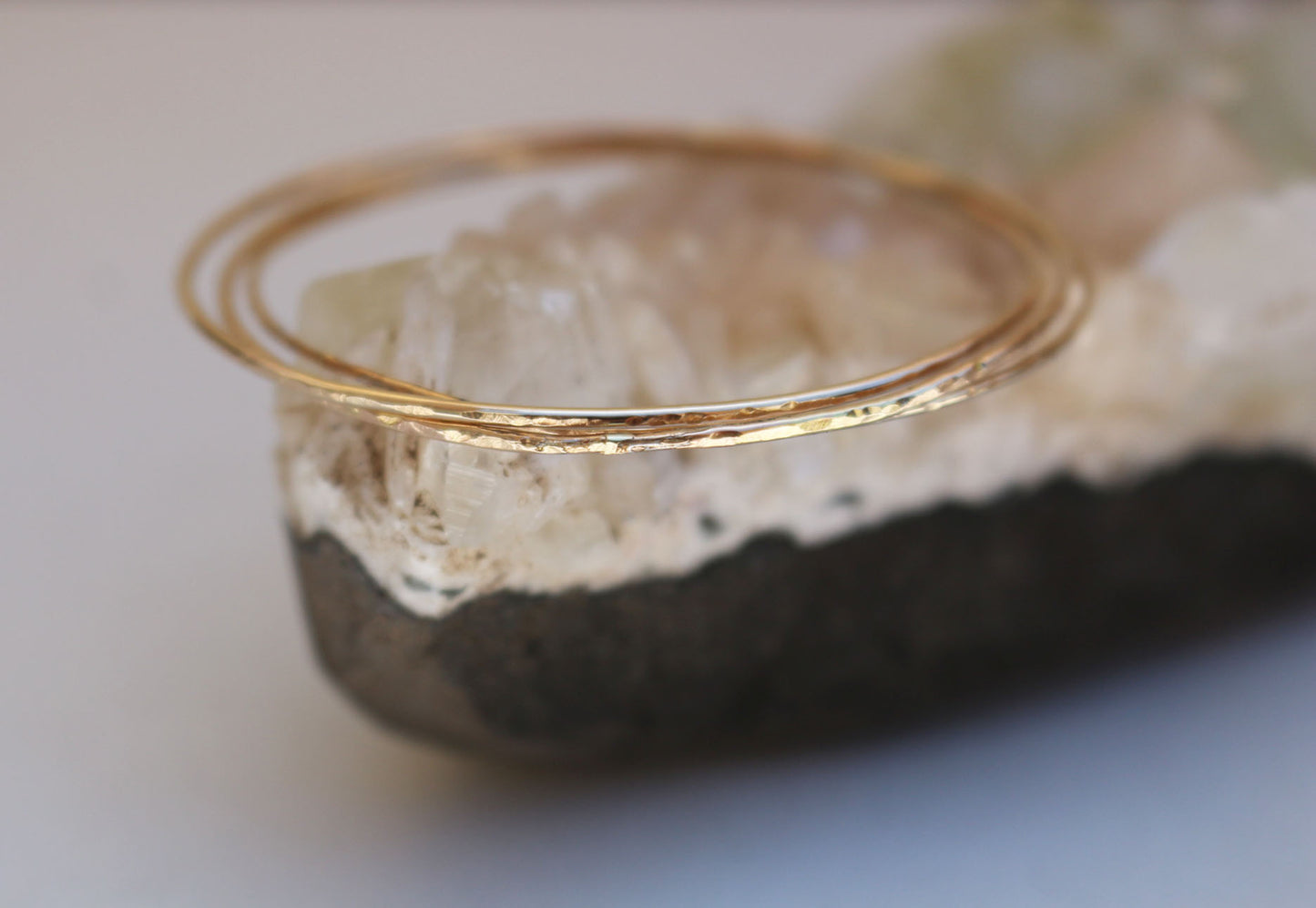 Simple Hammered Gold Filled Dainty Bangle