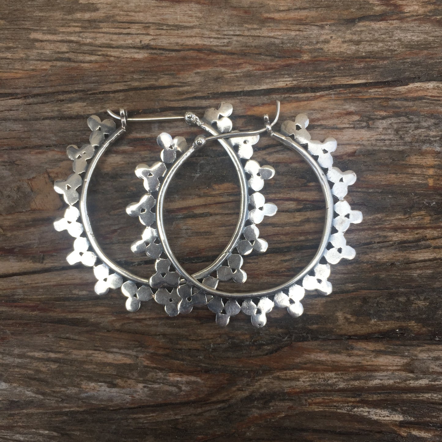 Dotted Silver Hoops