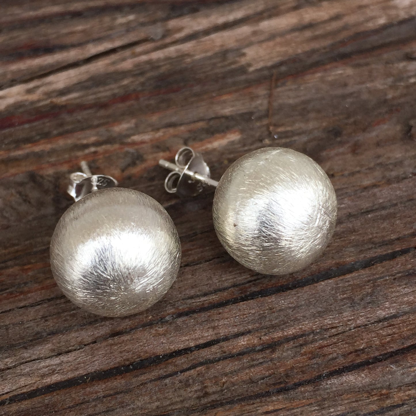 Brushed Silver Ball Studs