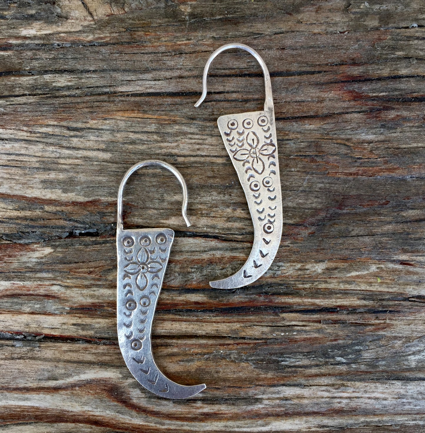Etched Silver Earrings