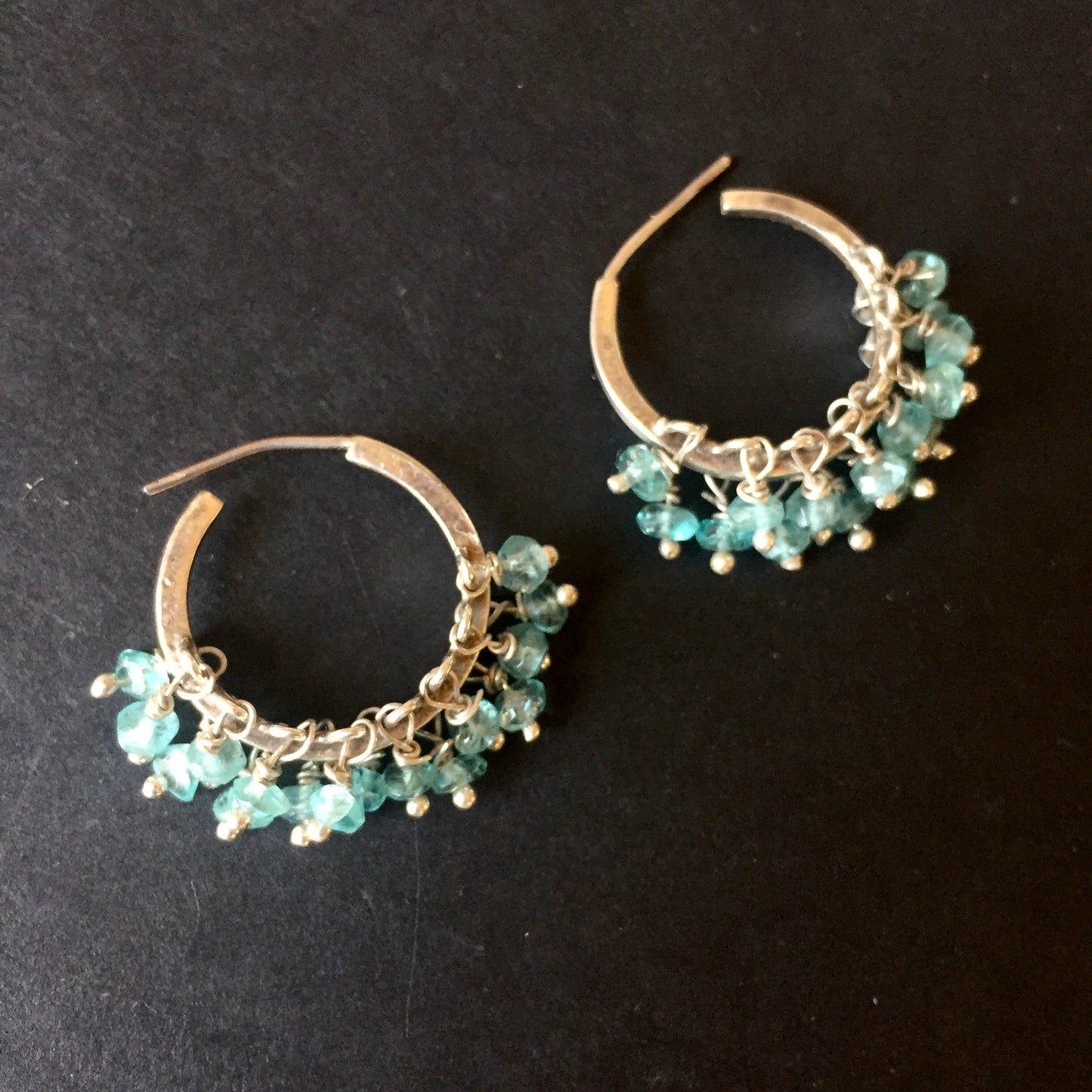 Blue Apatite Hoop Earrings