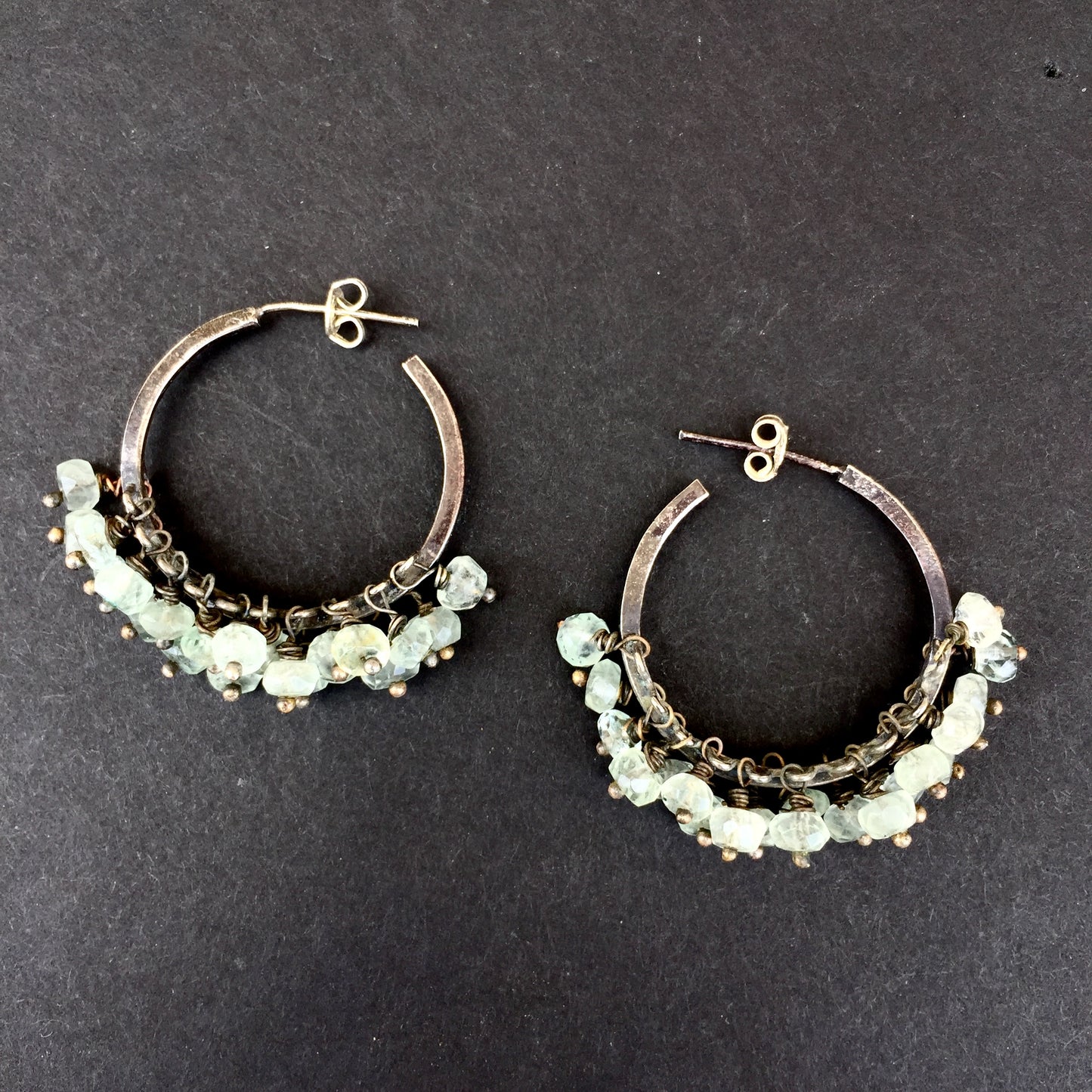 Aquamarine Silver Hoops