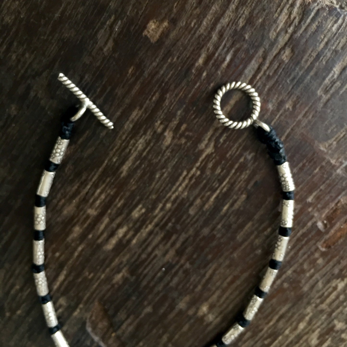 Stamped Silver Bead Bracelet