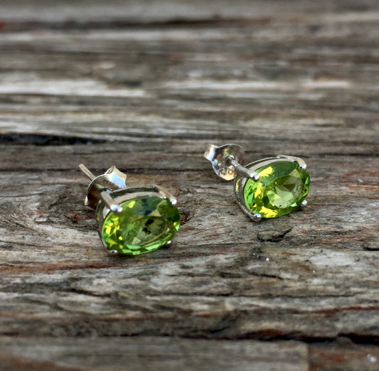 Faceted Peridot Stud Earrings