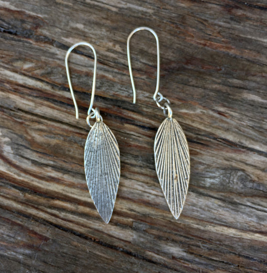 Silver Leaf  Dangle Earrings