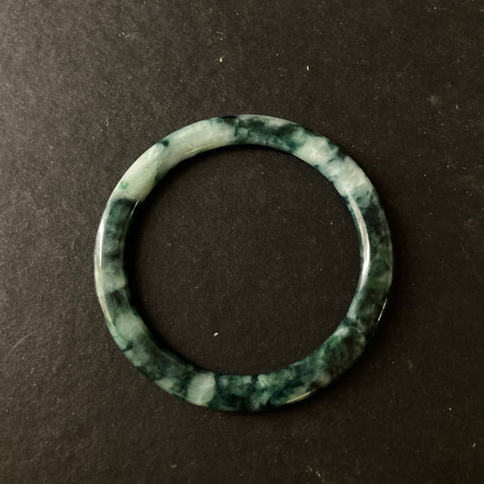 Thin green jade bangle bracelet