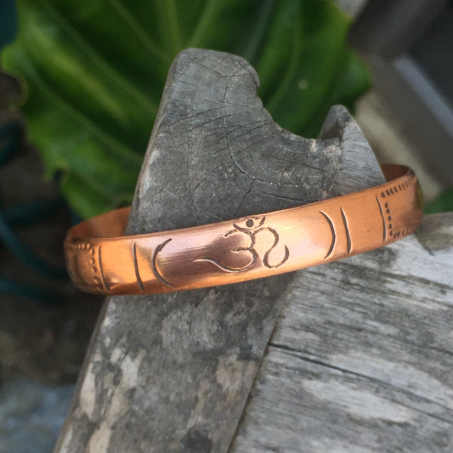 Etched Copper Om Bracelet