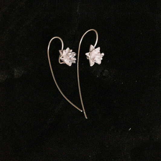 Sterling silver lotus bud earrings