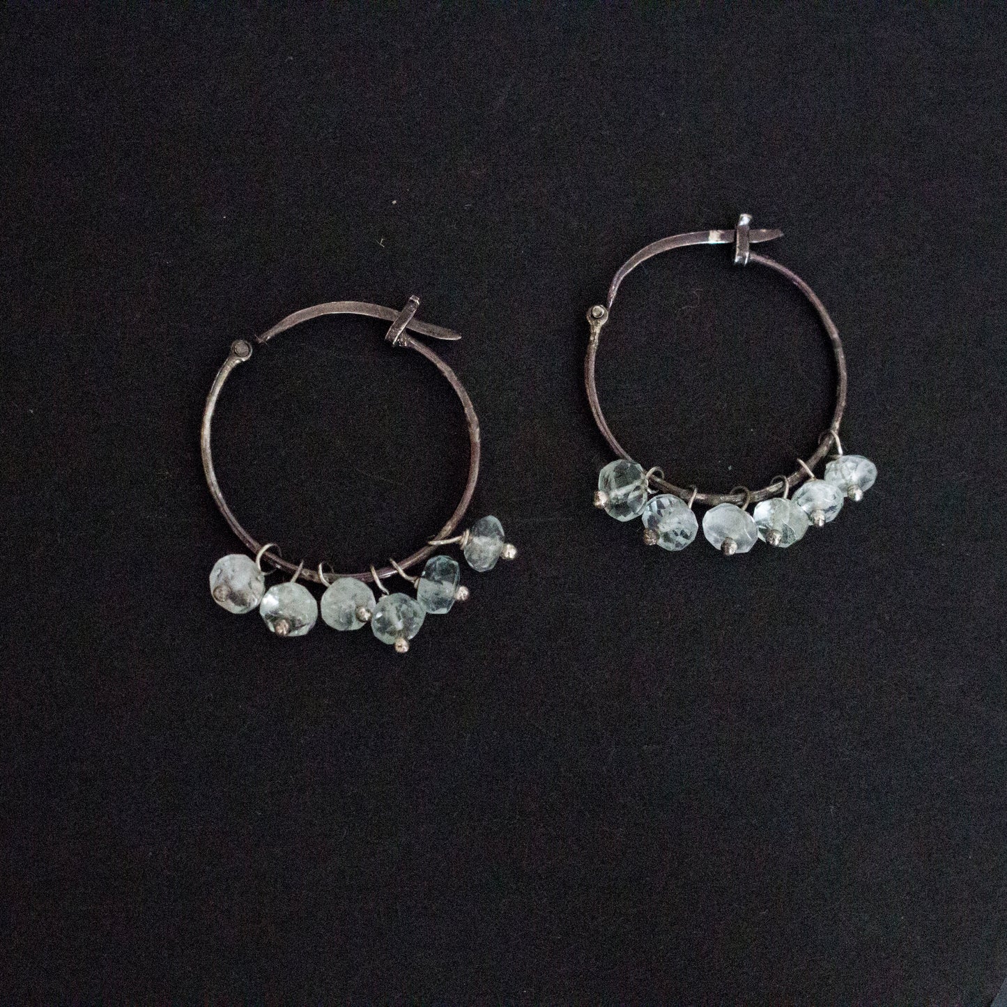Aquamarine Sterling Silver Hoop Earrings