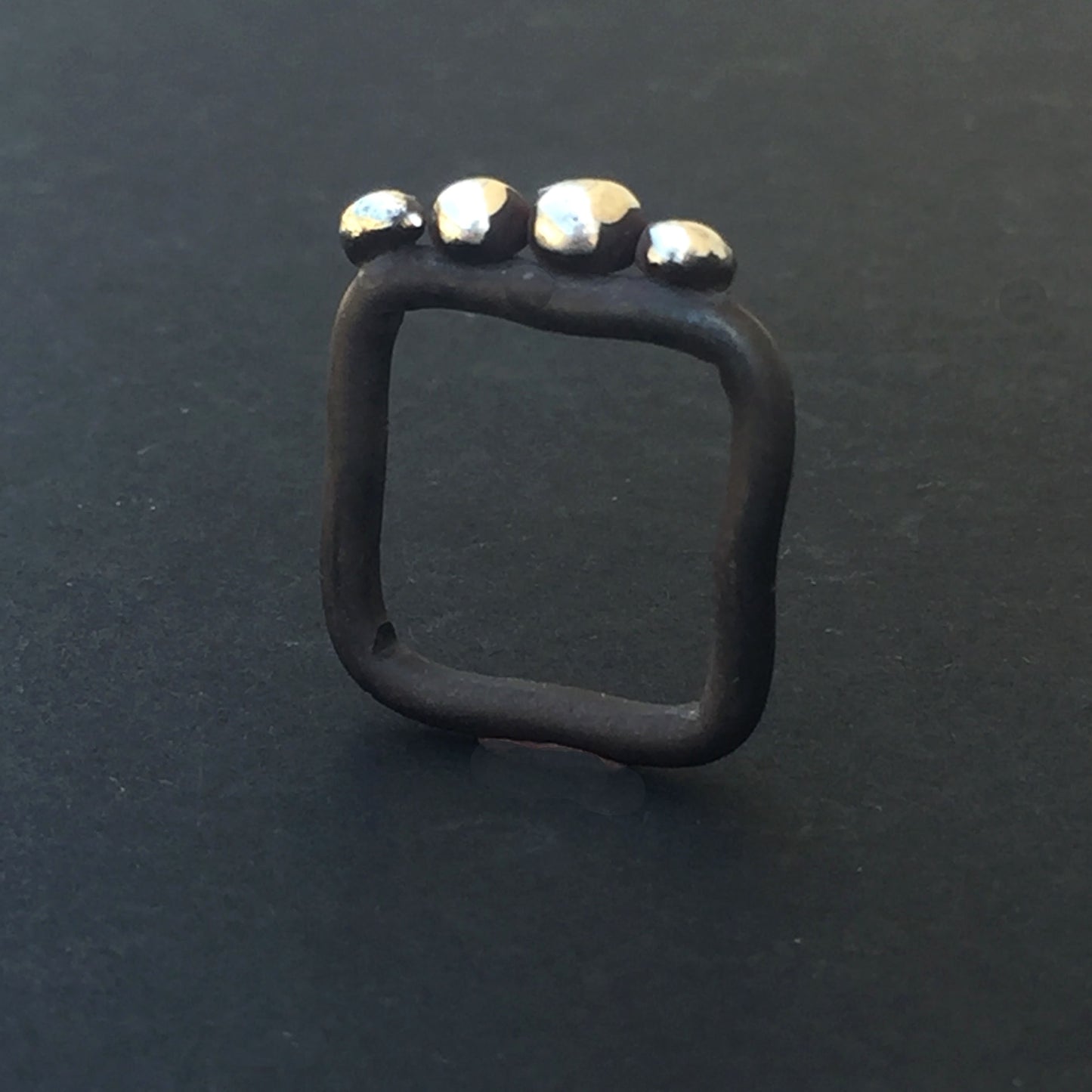 Granules Sterling Silver Square Ring