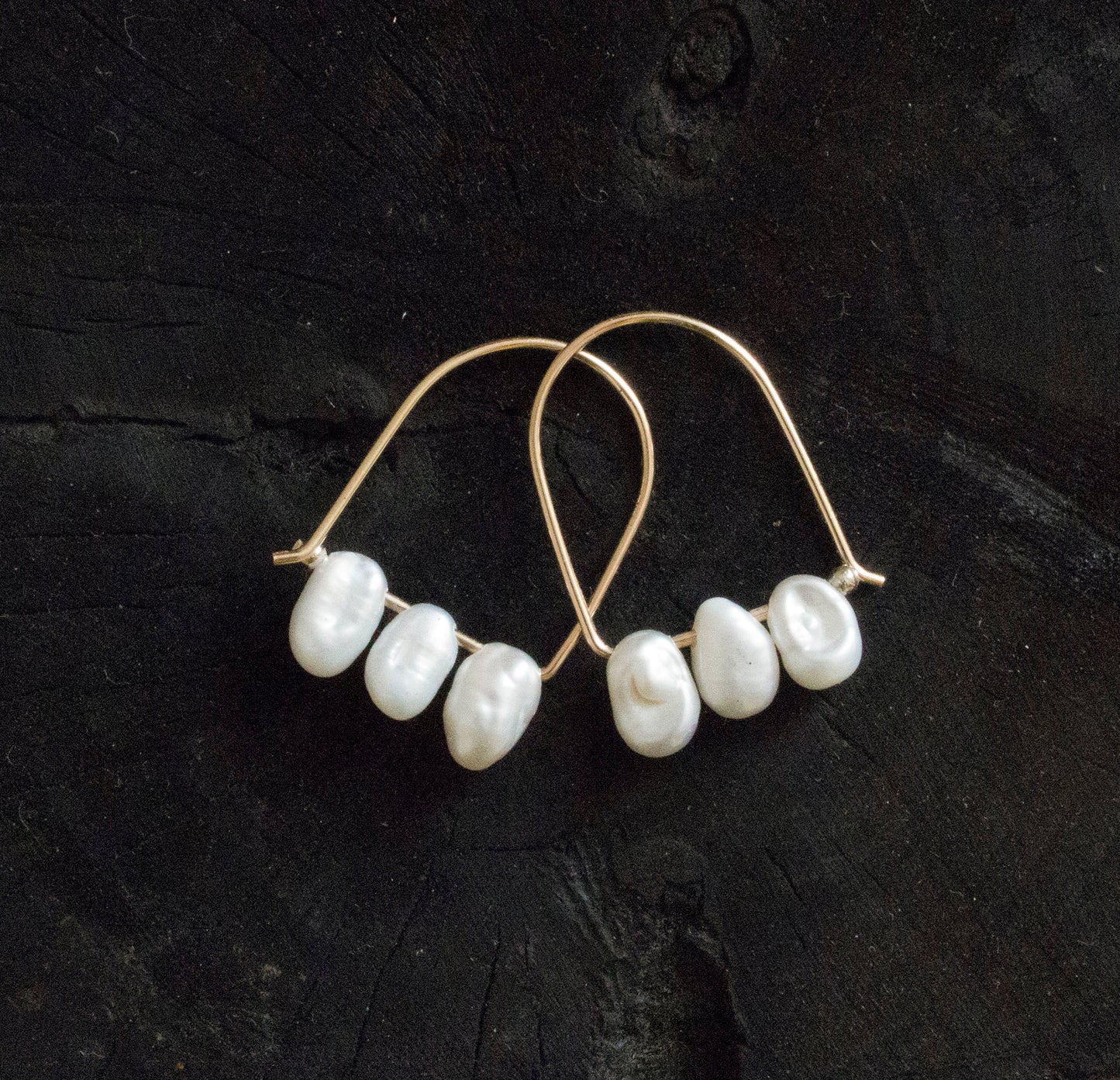 Freshwater pearl gold filled hoop earrings