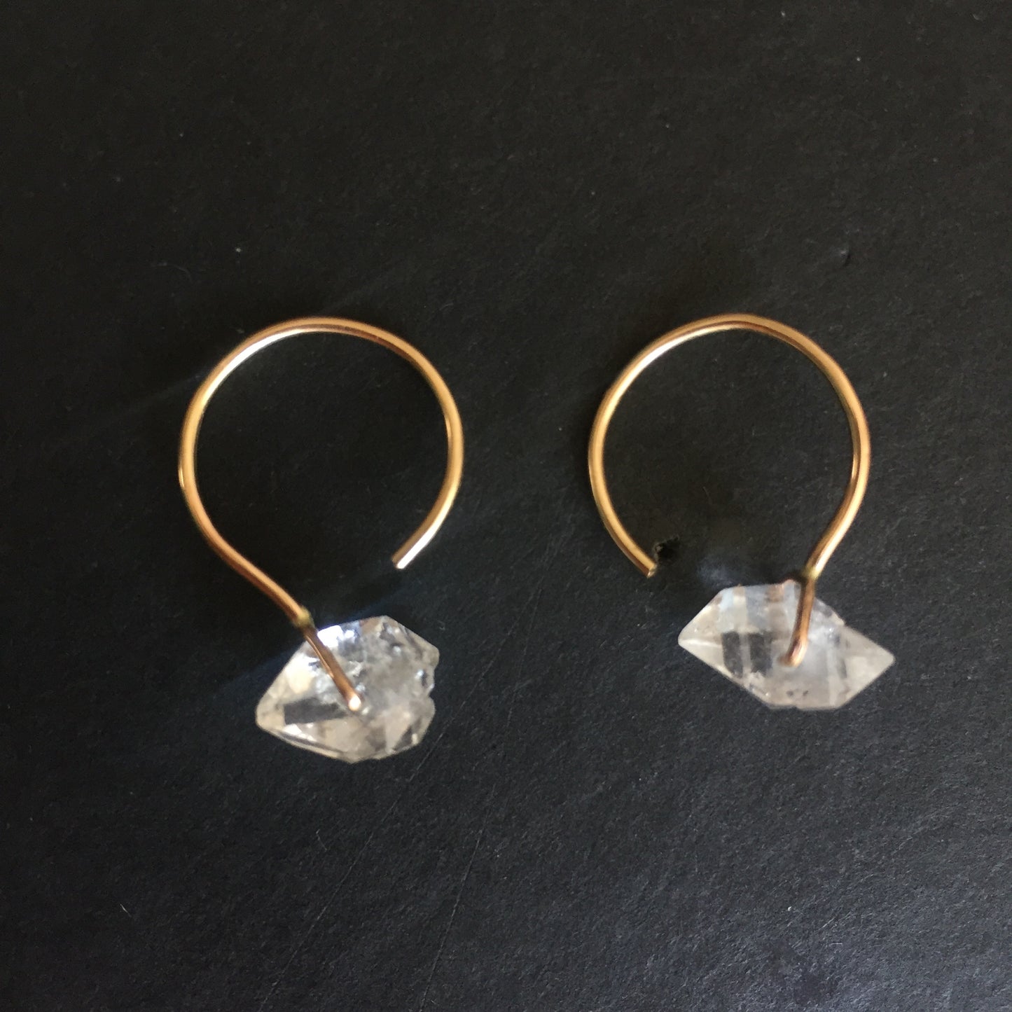 Herkimer Diamond Quartz Gold Filled Small hoops