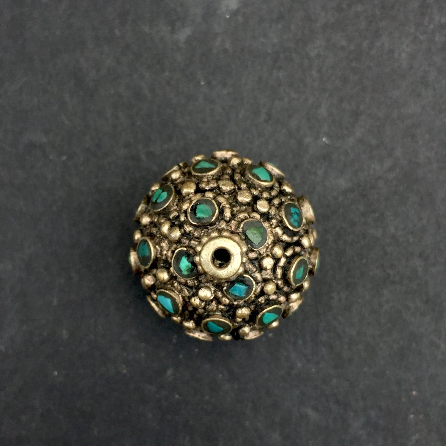 One Turquoise Inlay Round bead