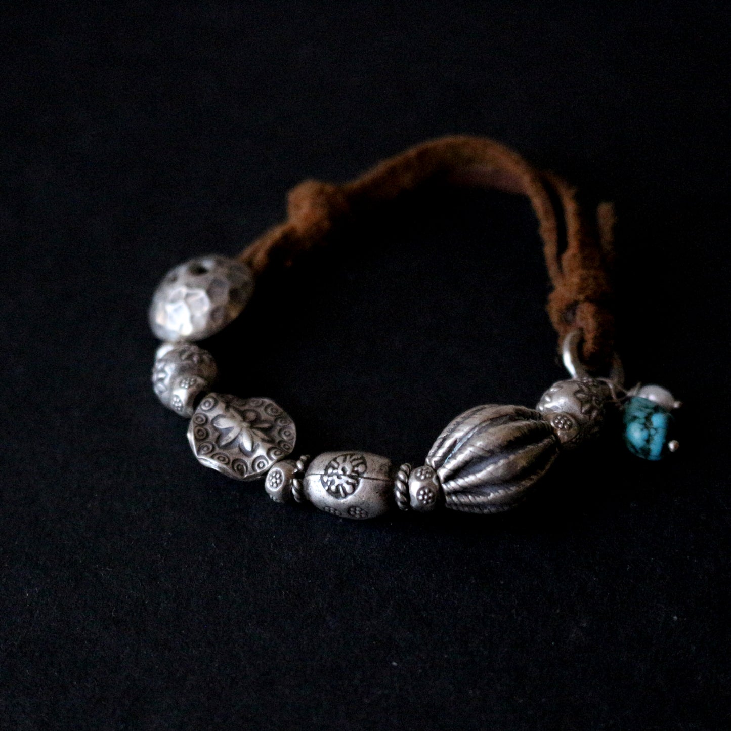 Sterling Beads On Leather Bracelet
