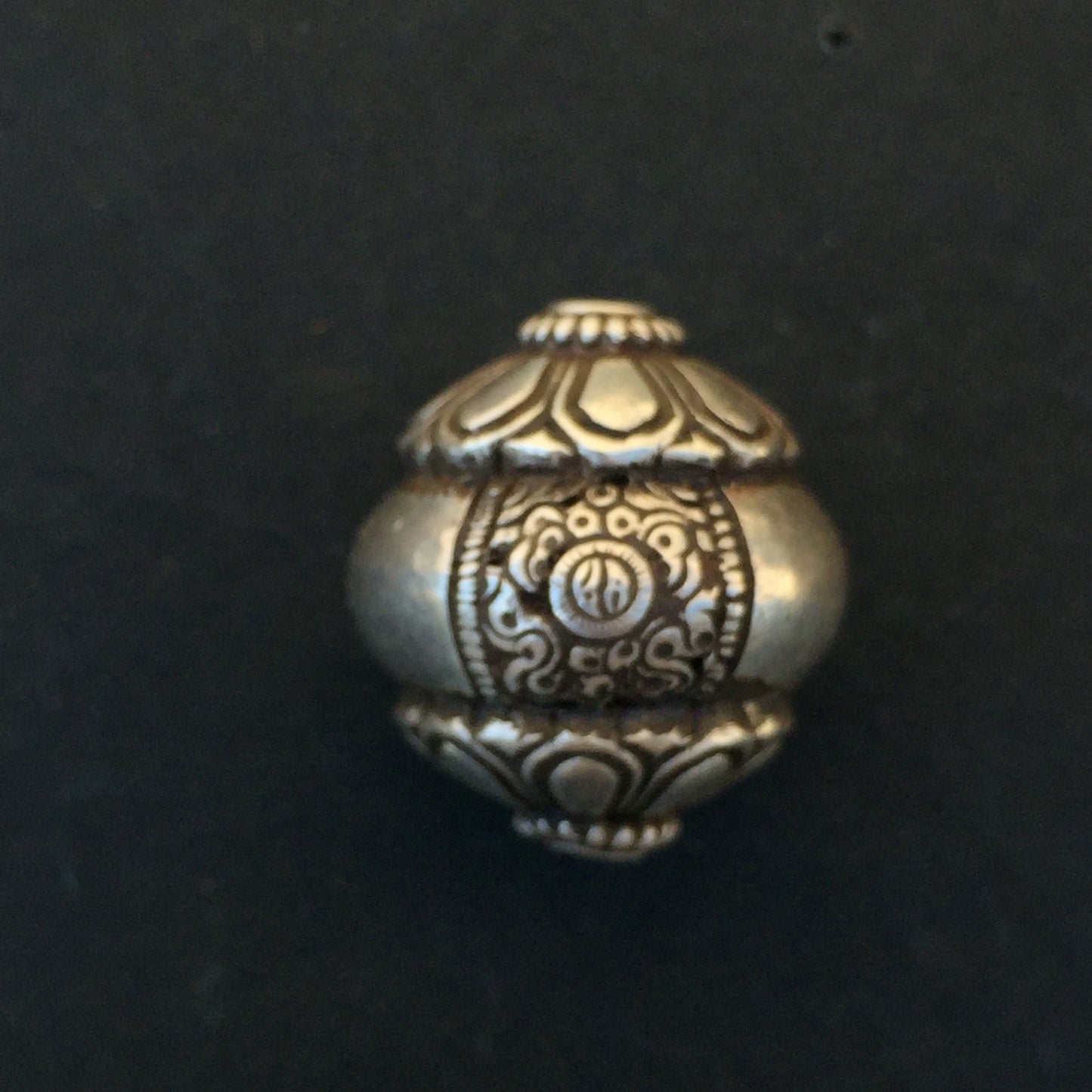 Sterling Silver Ashtamangala Carving Bead