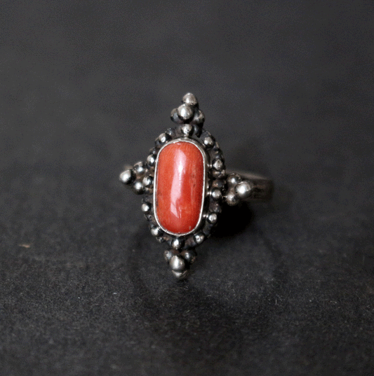 Coral Sterling Silver Ring
