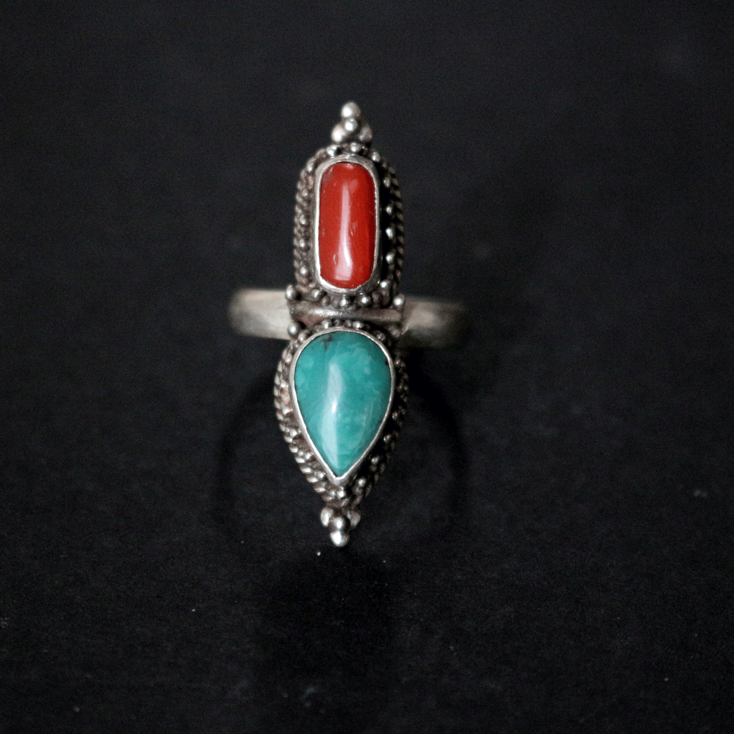 Coral And Turquoise Ring