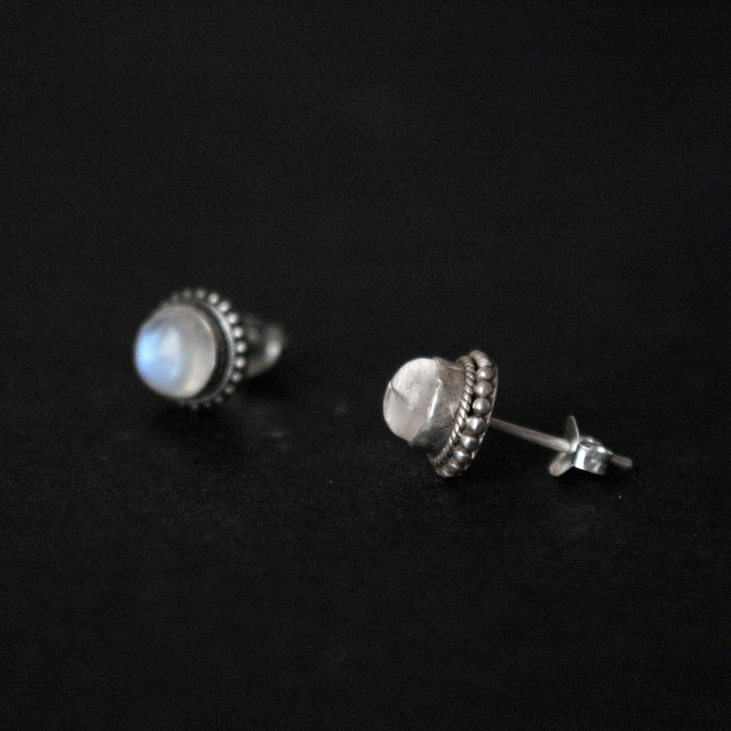 Granulated Silver Stud Earrings