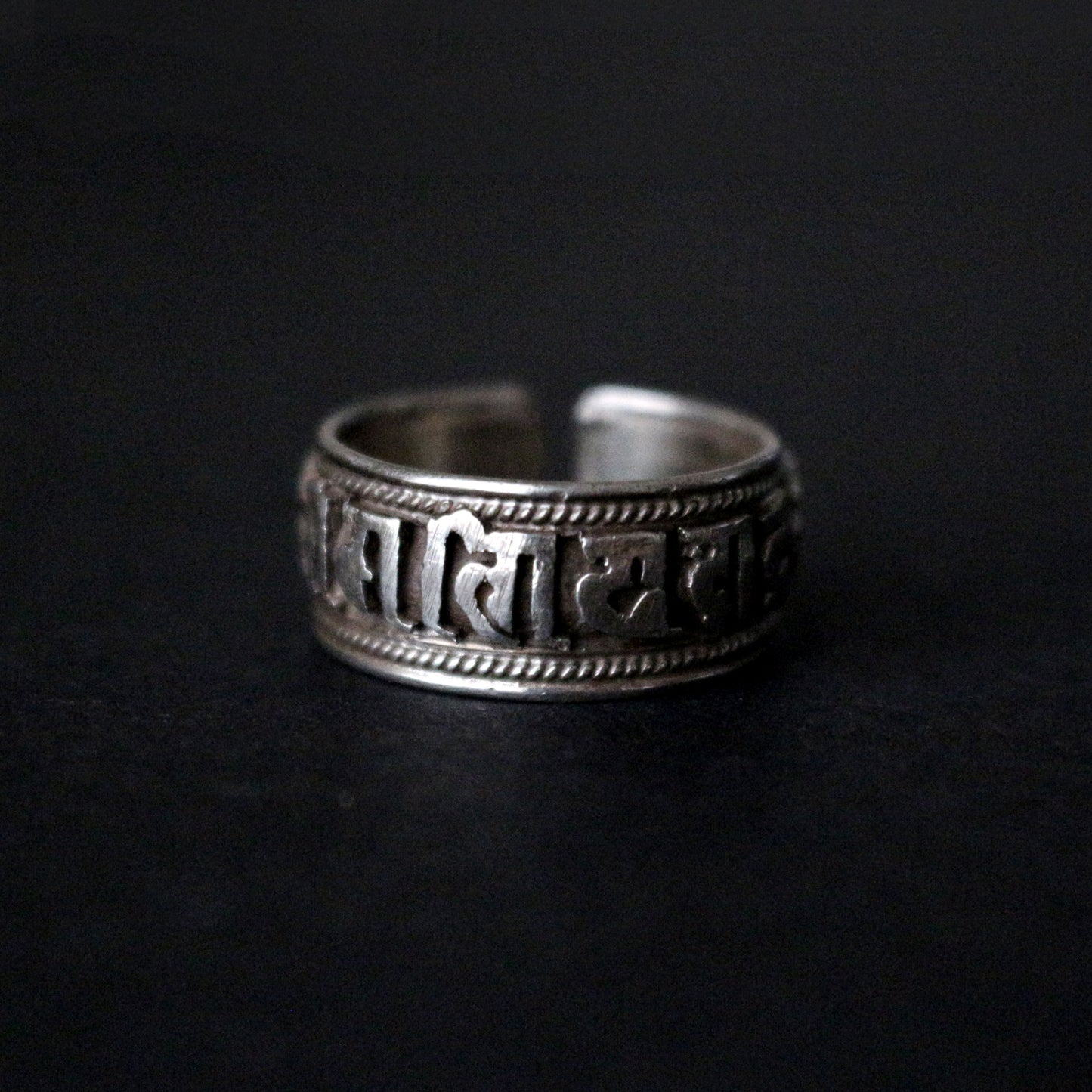 Tibetan Mantra Sterling Silver Ring