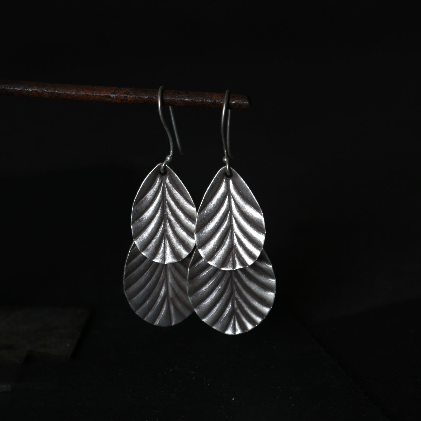 Leaf Silver Dangle Earrings