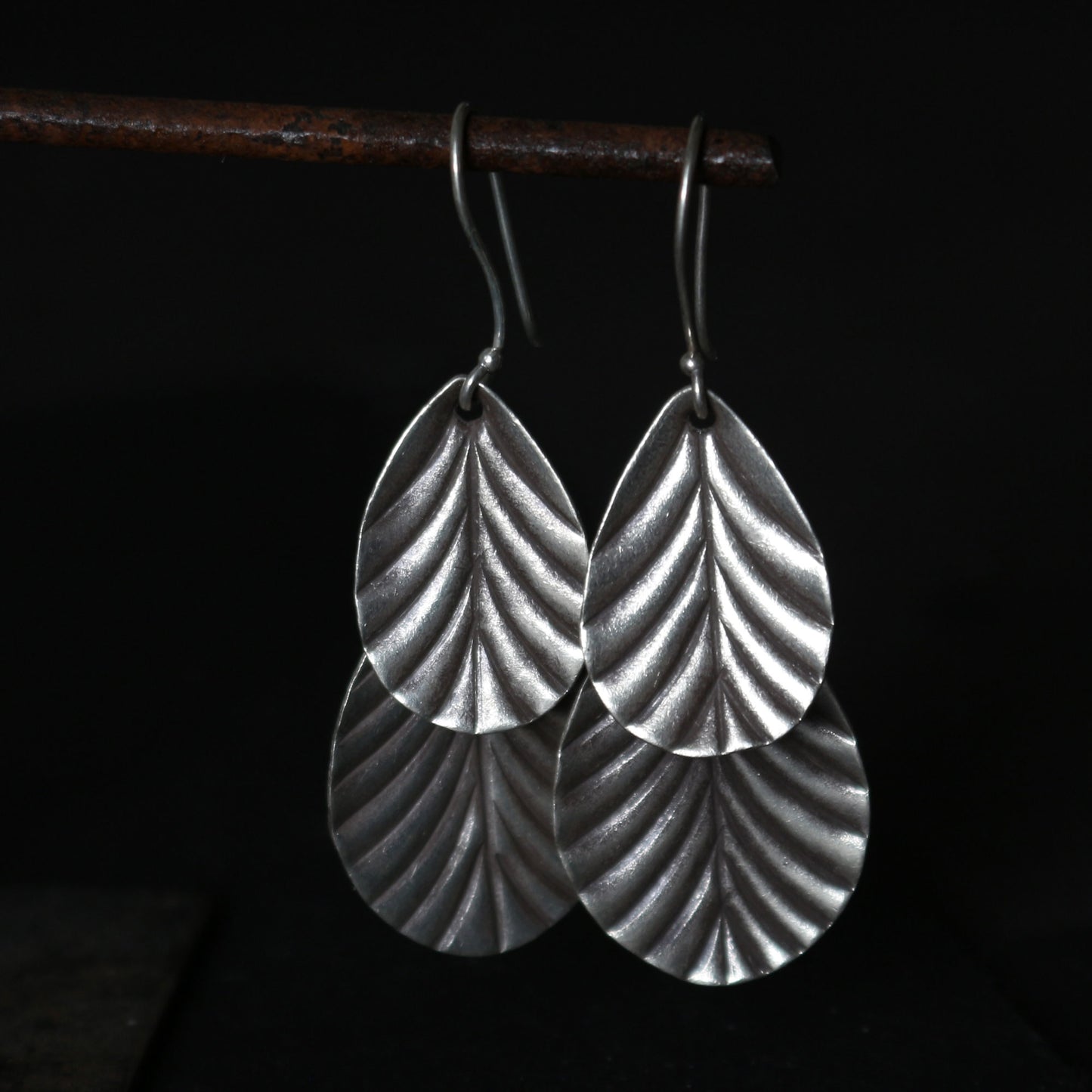 Leaf Silver Dangle Earrings