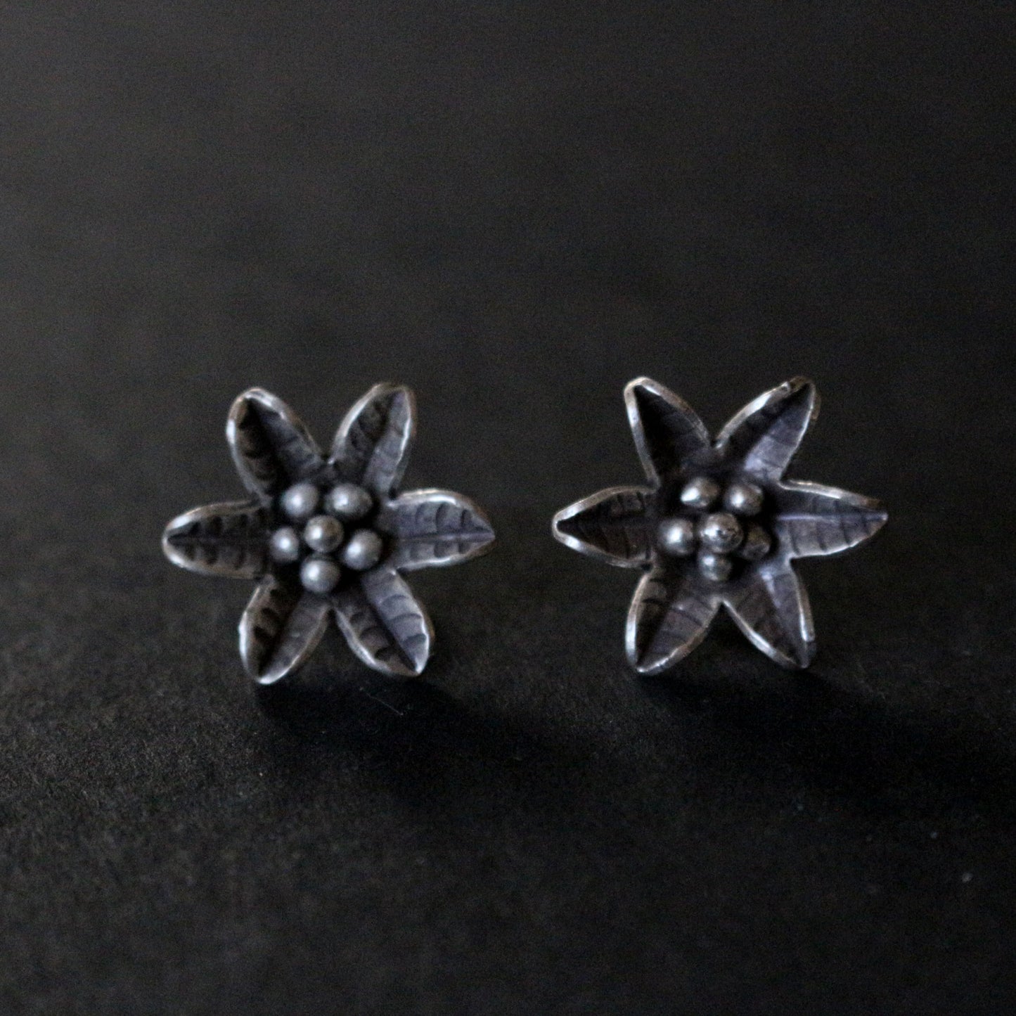 Silver Flower Bud Stud Earrings