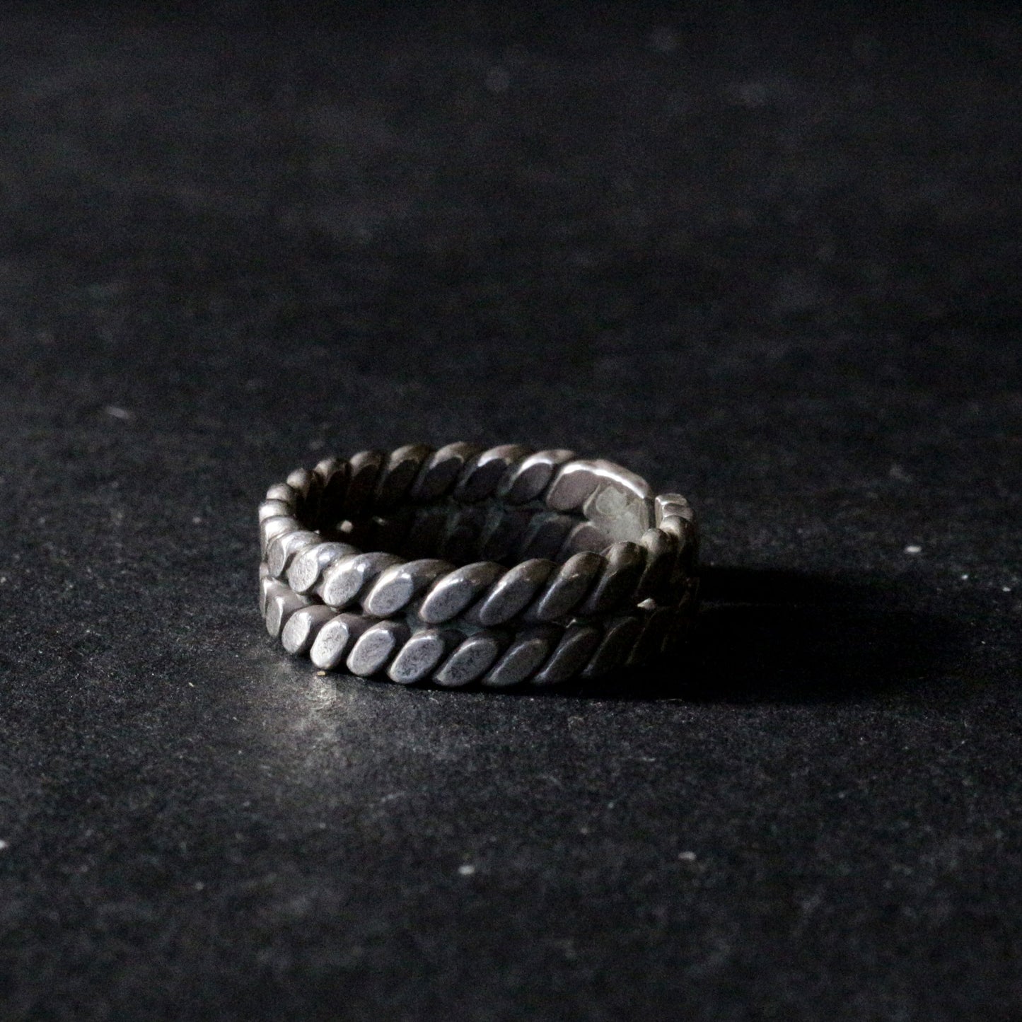 Wide Braided Silver Ring