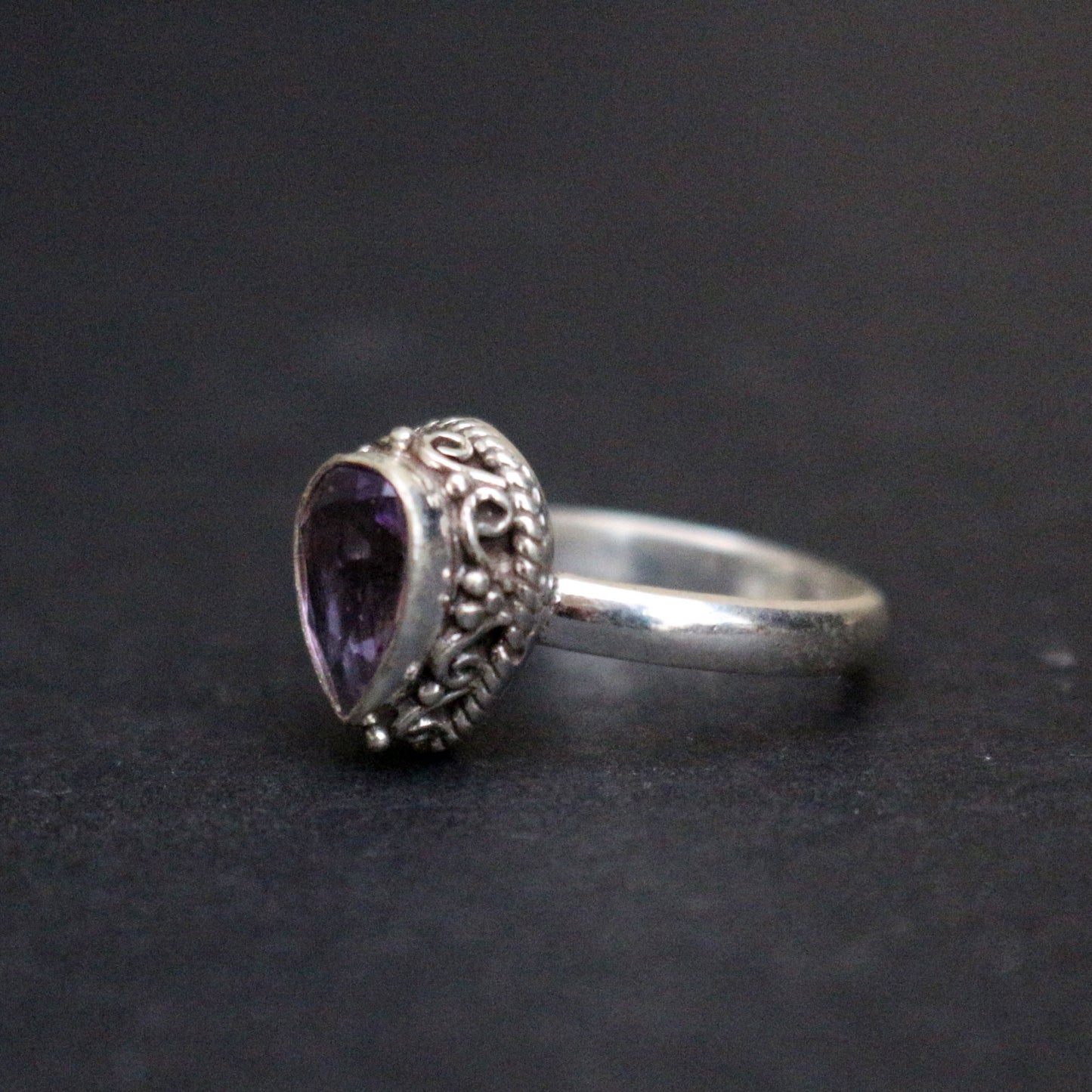 Faceted Amethyst Silver Ring