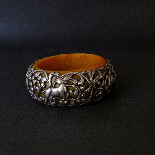Etched Silver Bangle
