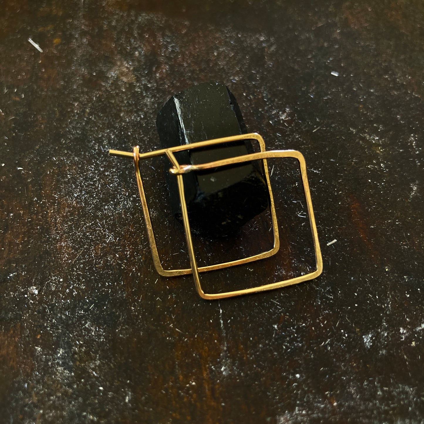 Small gold filled square hoops