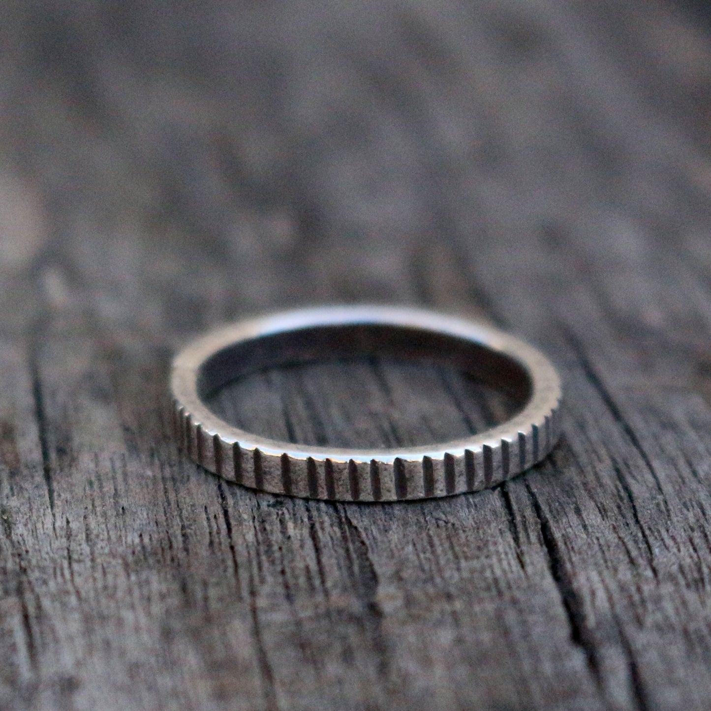 Etched Thin Sterling Ring