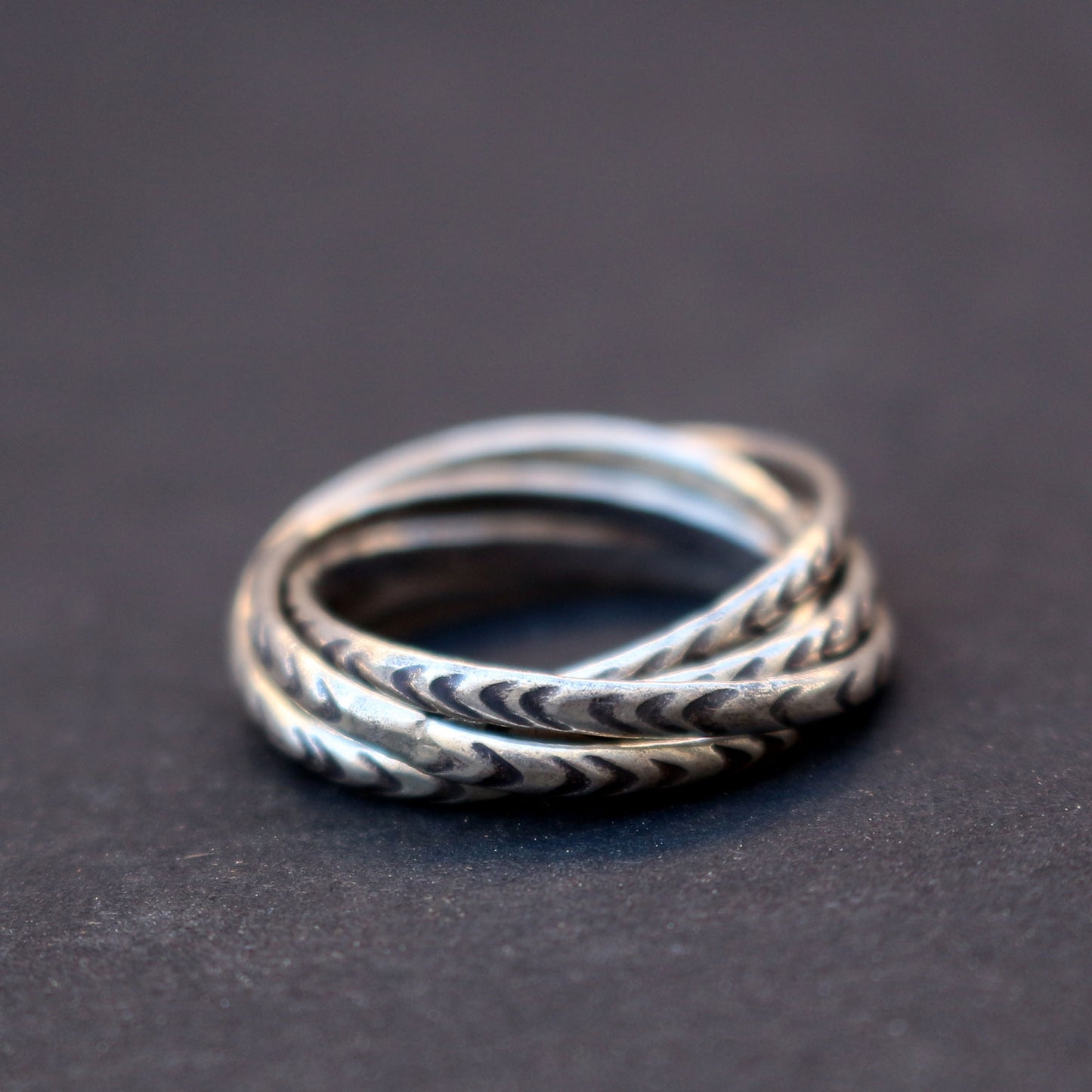Etched Sterling Stacking Ring