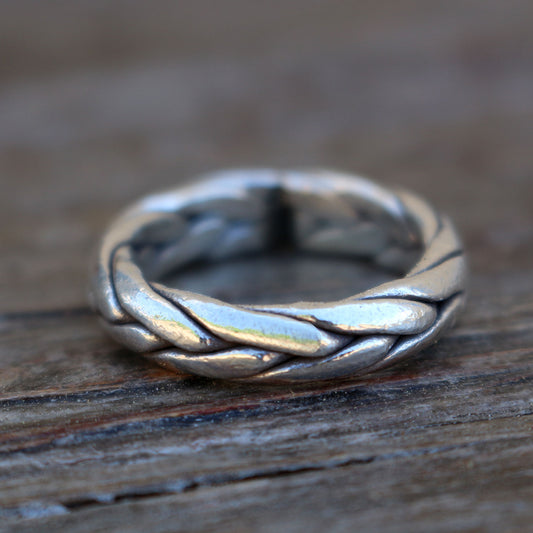 Braided Silver Band Ring