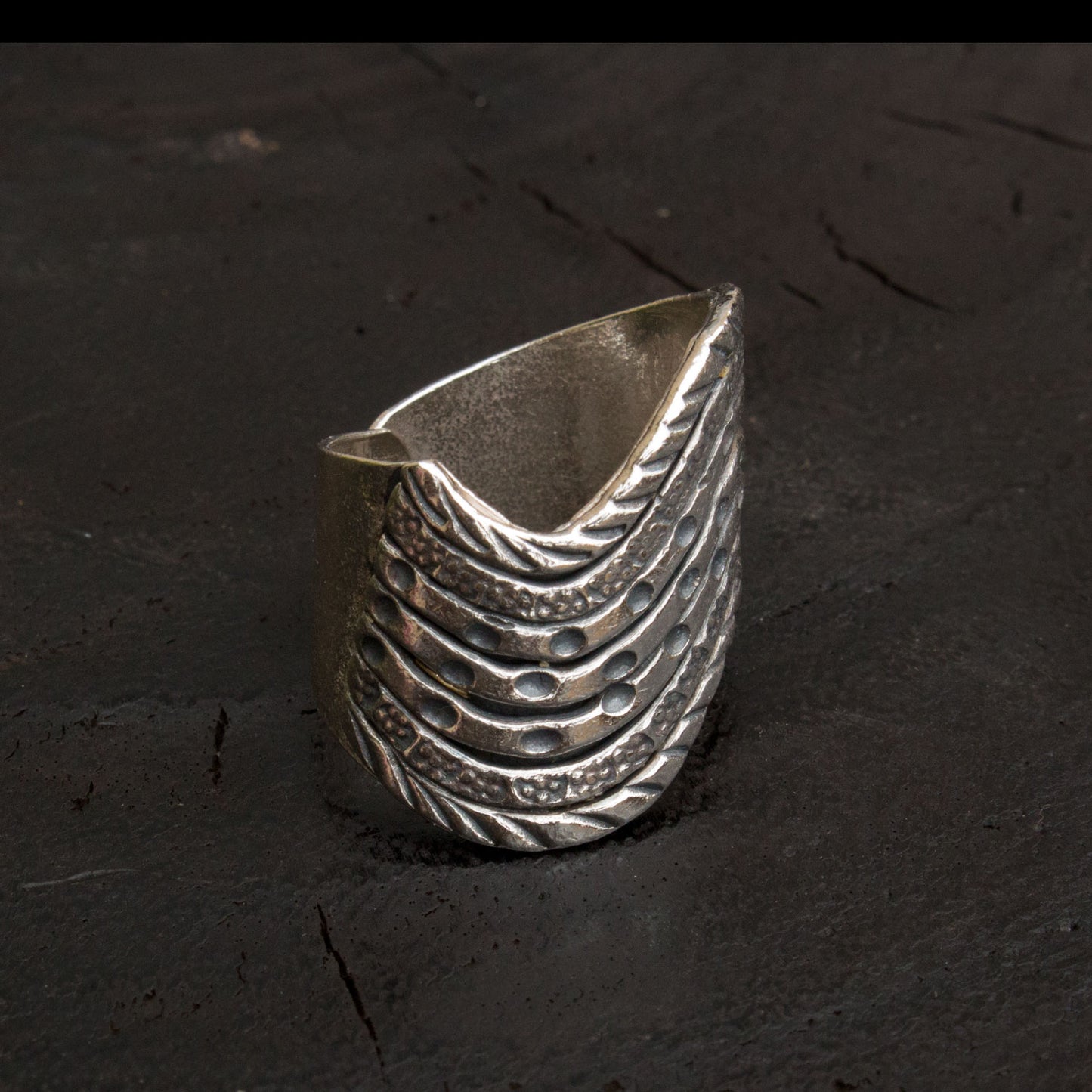 Stamped sterling ring