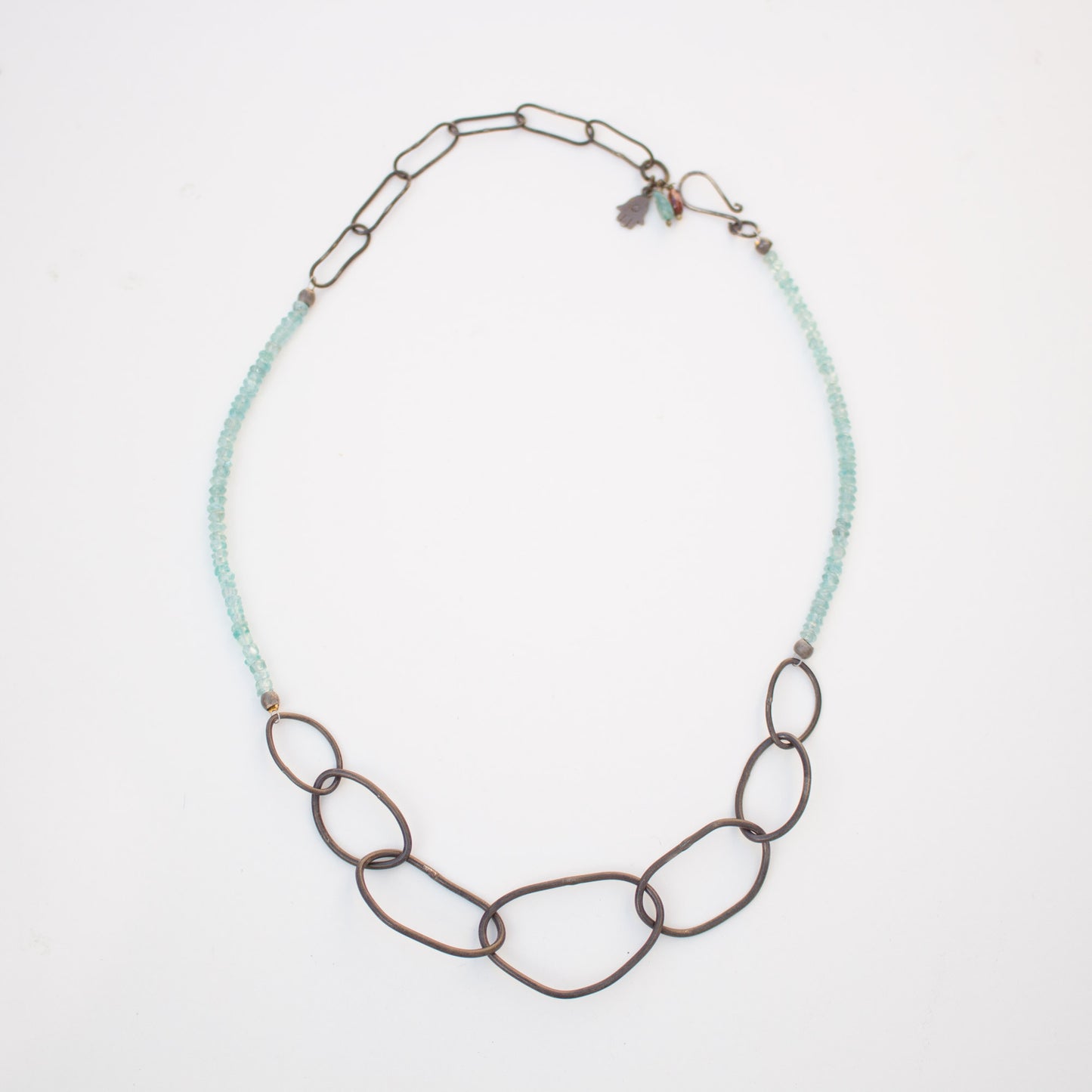 Blue Apatite Black Silver Necklace