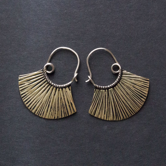 Brass Fan Earrings