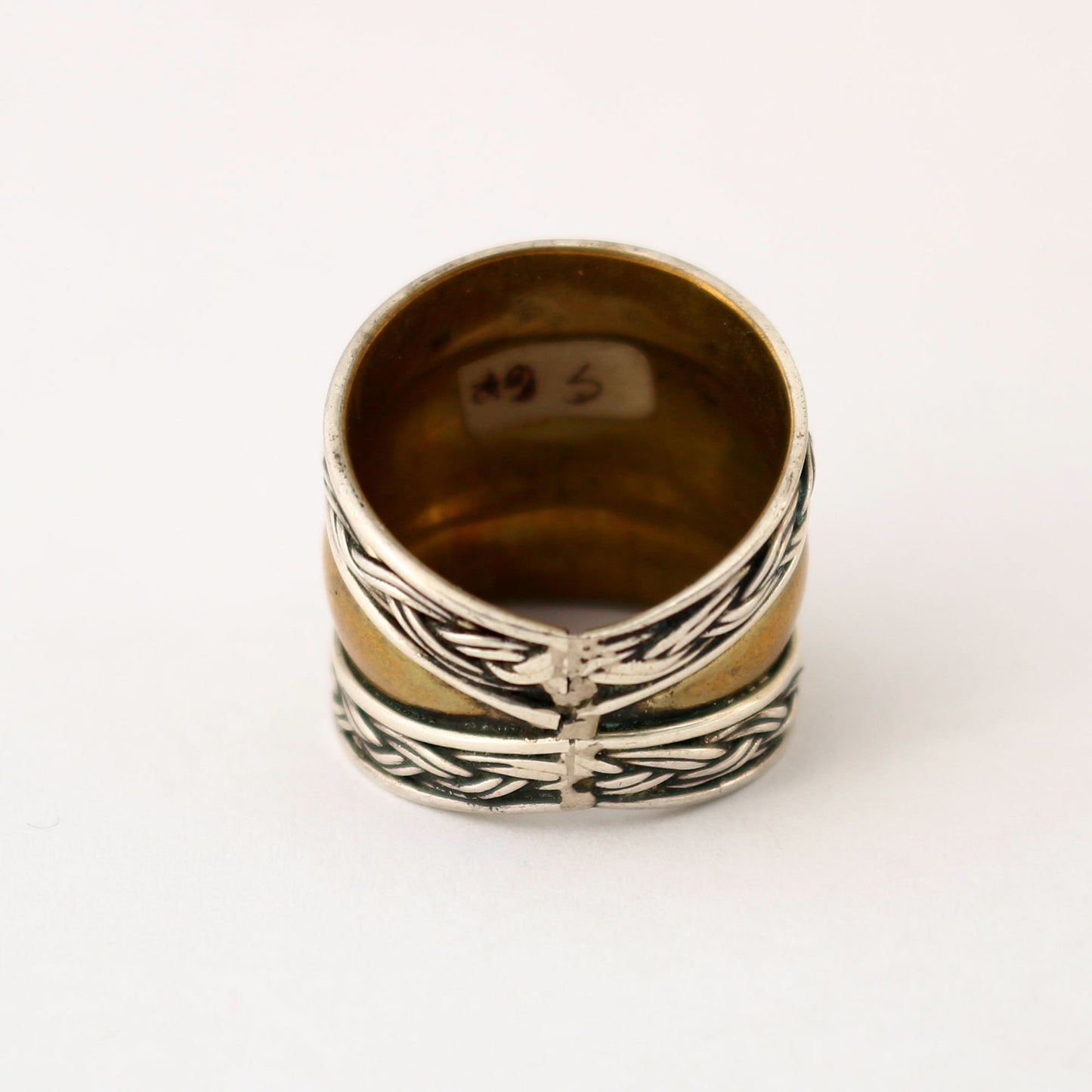 Silver brass combination ring