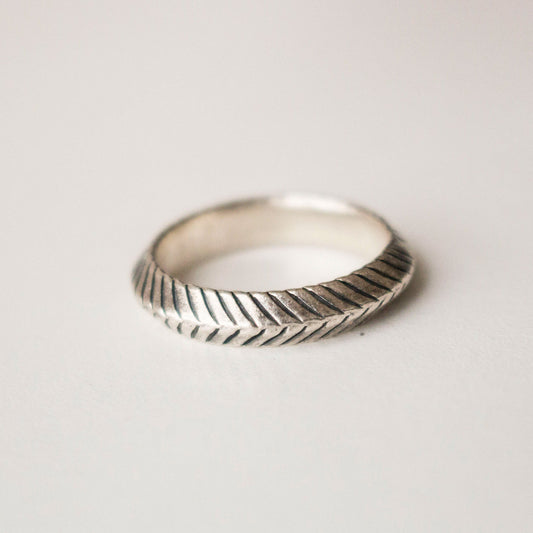 Sterling silver etched ring