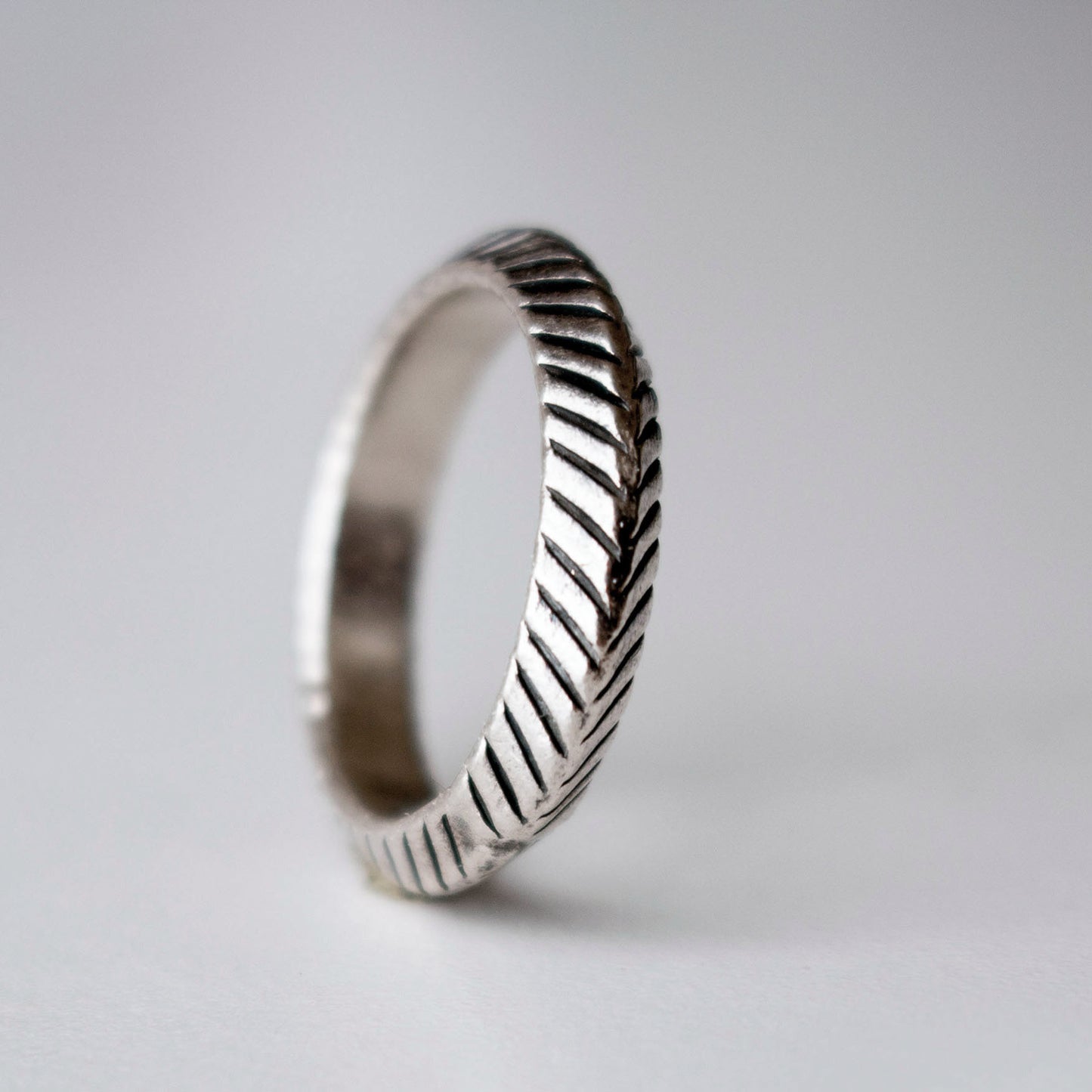 Sterling silver etched ring