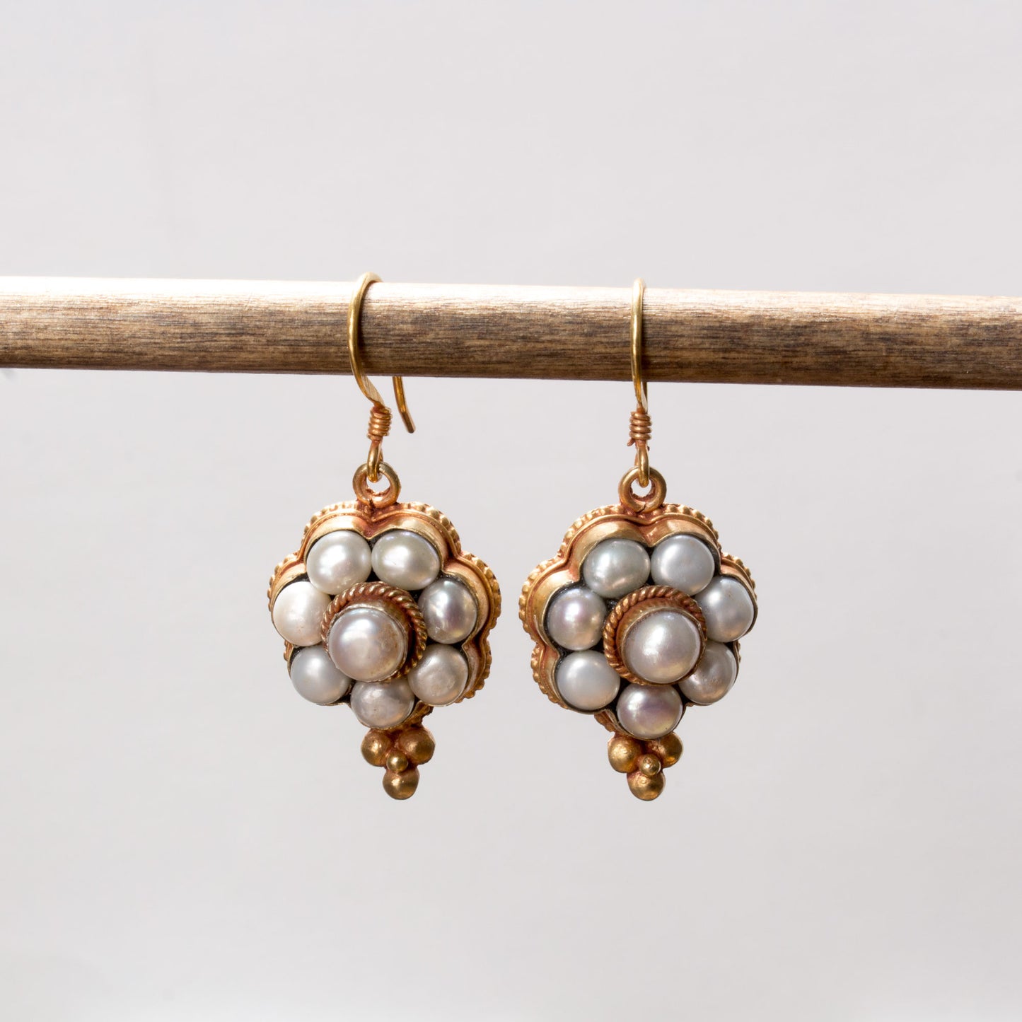 Freshwater pearl Mandala earrings