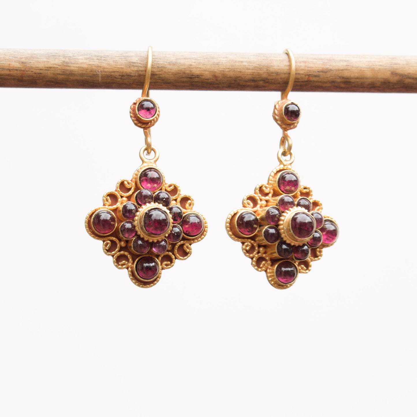 Garnet Mandala earrings