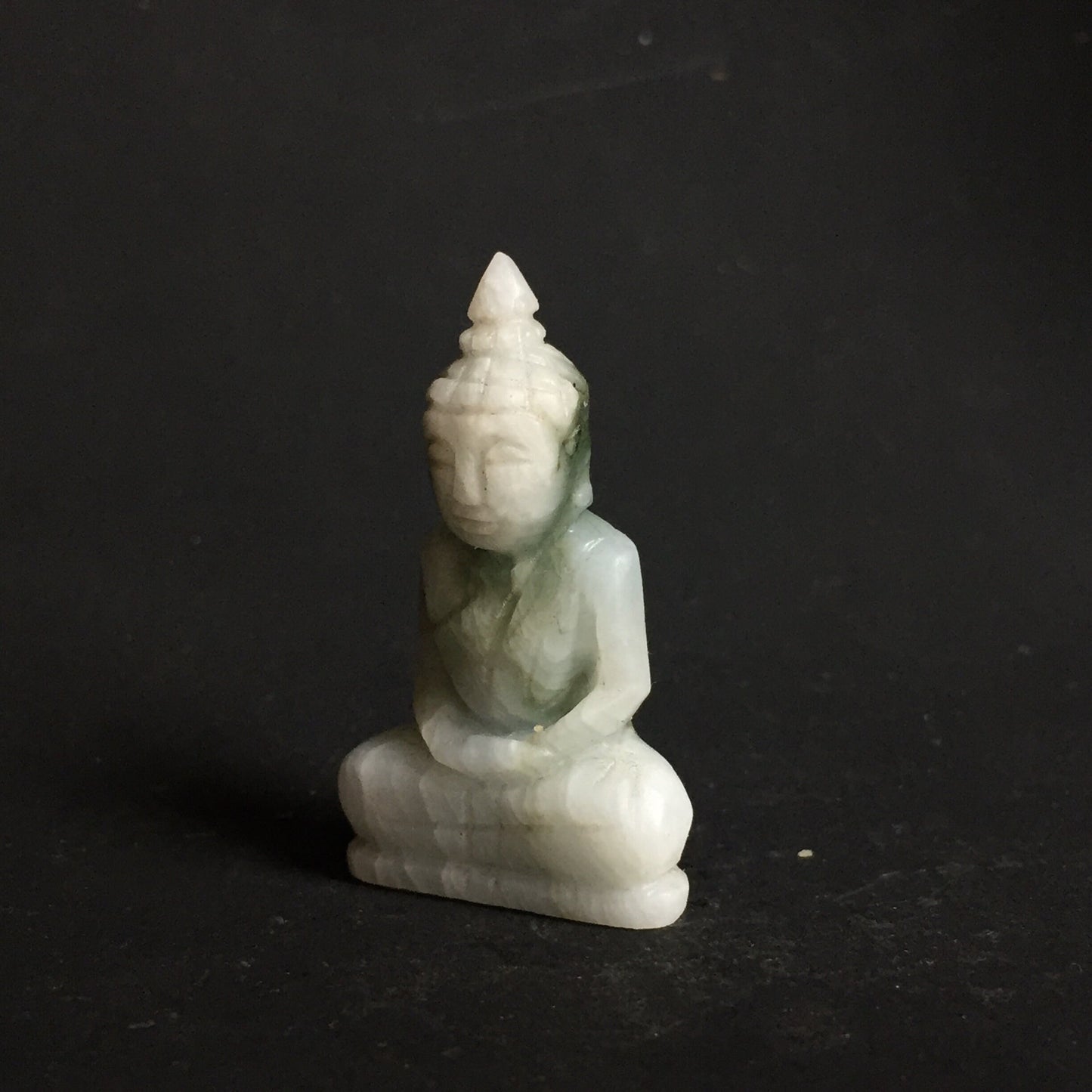 Green & White Jade Buddha Figurine